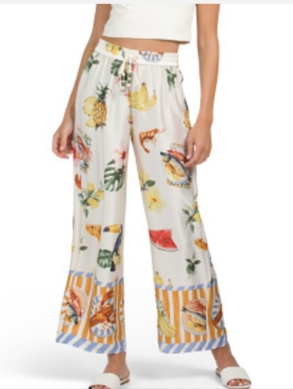 Bailey Off White Wide-Leg Fruit Print Lounge Pants - White Medium